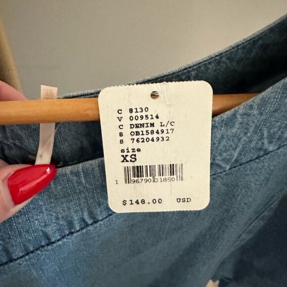 Free People “Get Obsessed” Denim Babydoll Mini Dress – Size XS – BNWT - Picture 8 of 10